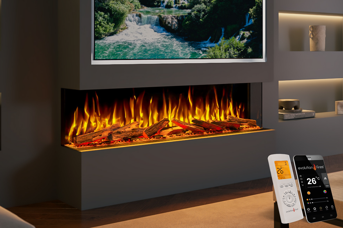 Evolution Fires Advance Series 1500 Media Wall Electric Fire