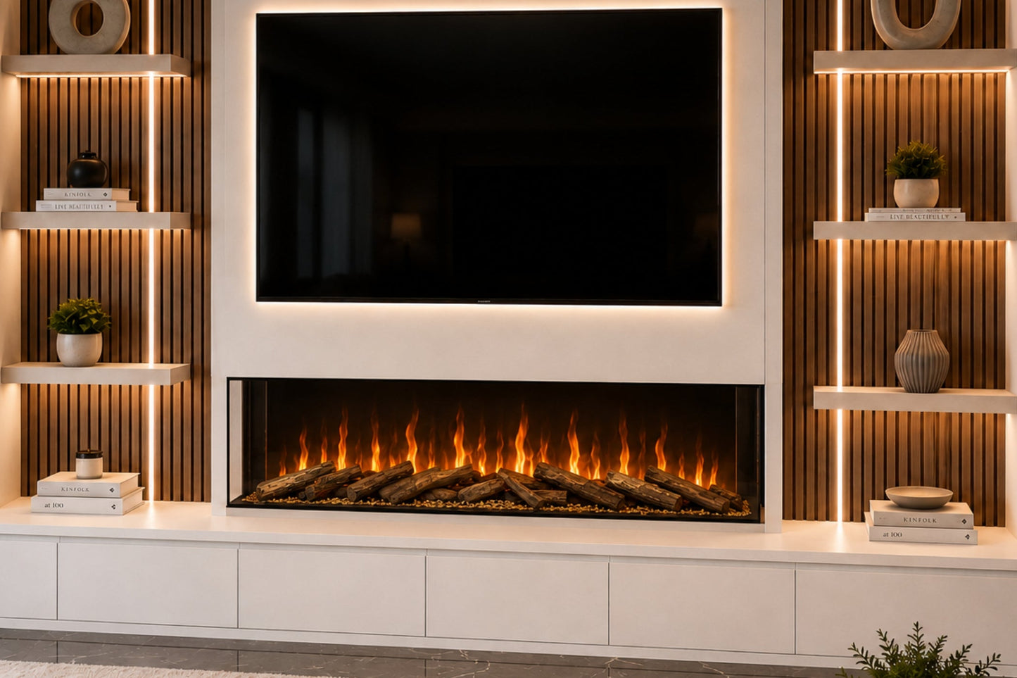 Evolution Fires Evervue 60 LCD Real Flame Media Wall Electric Fire