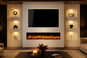 Pre-Built Media Wall Package 25 Including Integrated Electric Fireplace