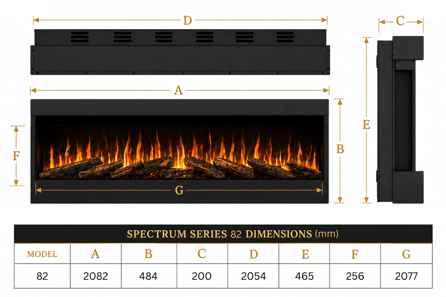 Evolution Fires Spectrum Series 82 Media Wall Electric Fire